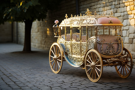 皇家贵族的金色马车高清图片