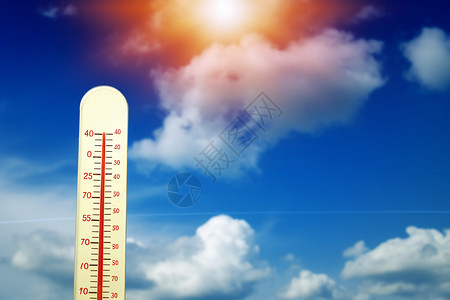 夏季高温天气的温度计图片