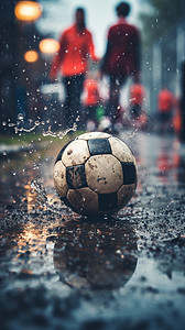 地面上水滴地面上的足球背景