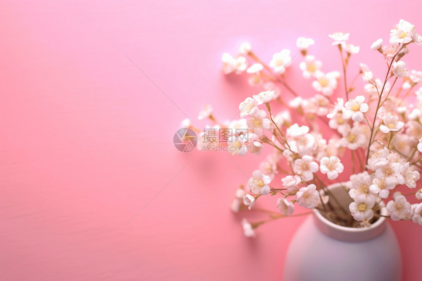 粉色背景中的花束图片