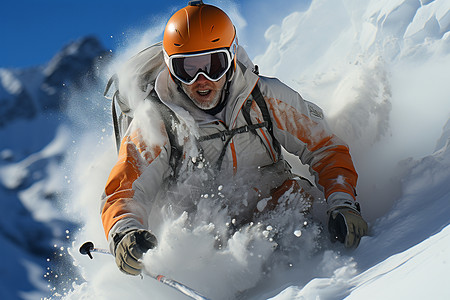 户外滑行的滑雪者图片