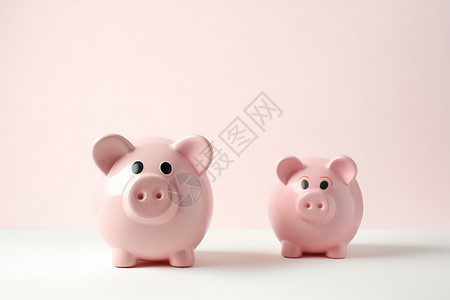 立体粉色舞台可爱的小猪存钱罐背景