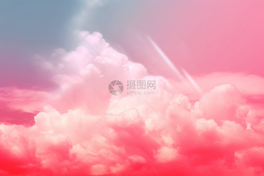 天空中的粉色云彩图片