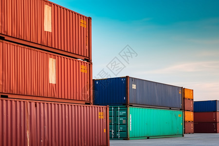 运输港口堆积的货物背景图片