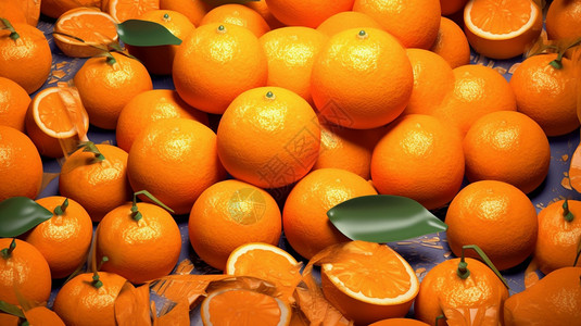 夏季新鲜的橙子背景图片