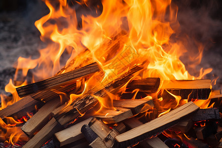 燃烧着的木头背景图片