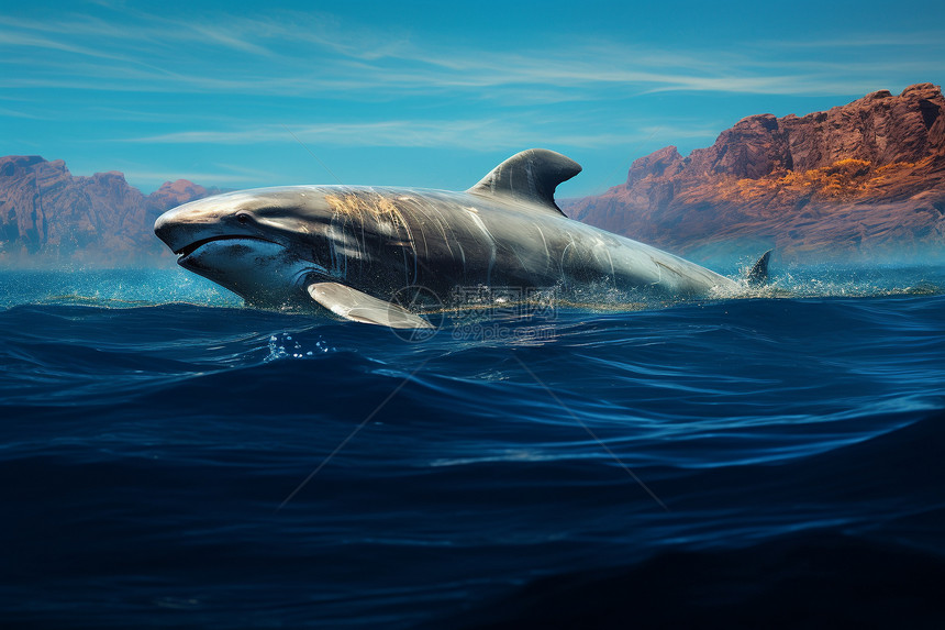 鲸鱼跃出水面图片