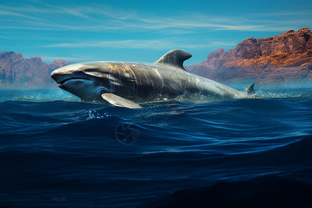 鲸鱼跃出水面图片