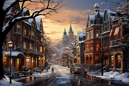 冬日的街道场景图片