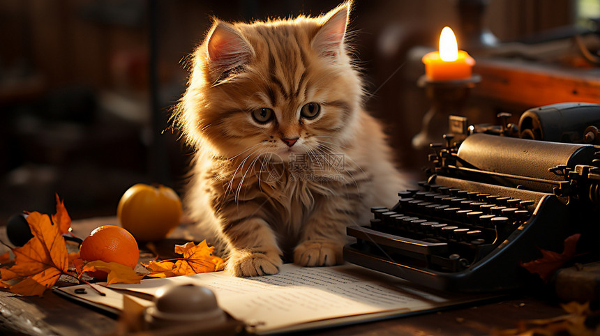 桌子上的可爱猫咪图片