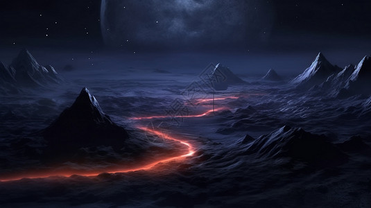 山宏伟神秘黑暗的山脉设计图片