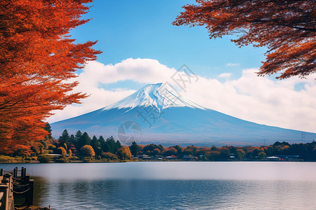 壮丽的火山和湖泊图片