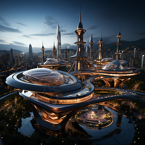 科幻的城市建筑背景图片