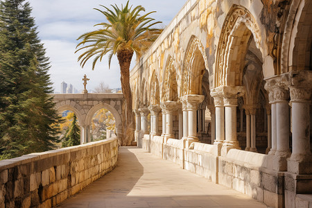 耶路撒冷古城的拱门高清图片