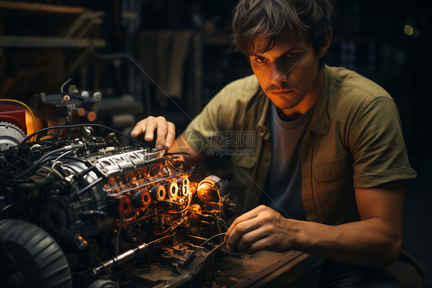 工厂维修机器的工人图片