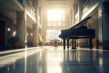 大厅的钢琴图片