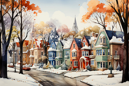 冬日城市街景图片