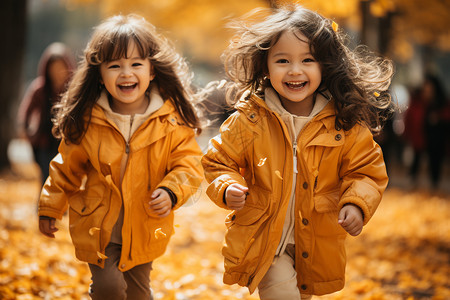 孩子秋日里的欢笑背景图片