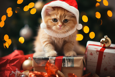 可爱的圣诞节猫咪图片