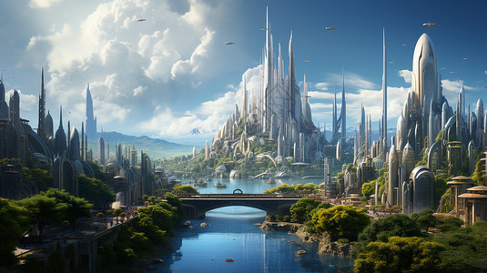 科幻小说内的城市背景图片