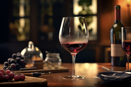 桌面上优雅的红酒图片