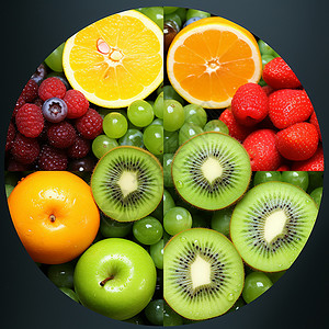 新鲜多汁的水果拼接图背景图片