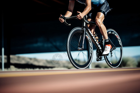 高速骑行自行车的运动员图片