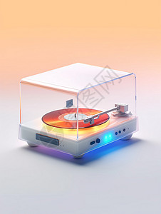 一款透明玻璃主体的唱片机图片