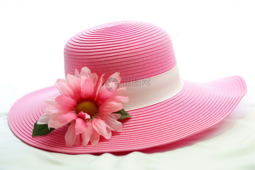 粉色的花朵帽子图片