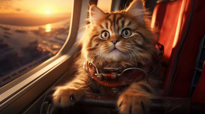 坐飞机的宠物猫图片