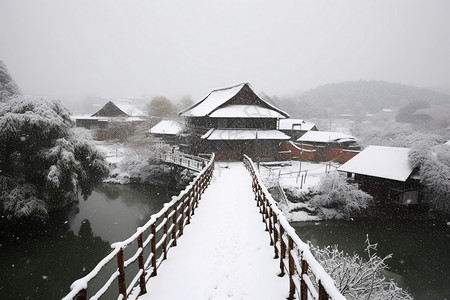 冰雪覆盖的村庄图片