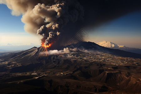 火爆发正在爆发的火山背景