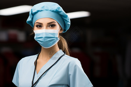 戴着口罩的女医生背景图片