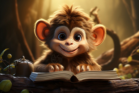 森林里可爱的小猴子高清图片