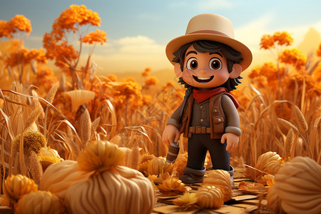 秋收的农民背景图片