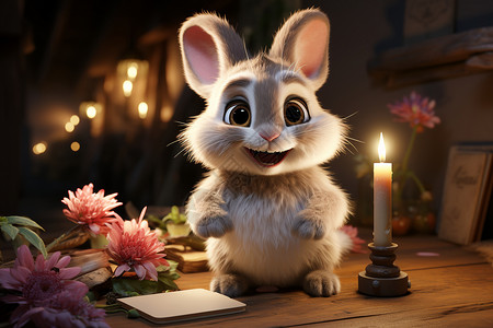 梦幻可爱的兔子背景图片