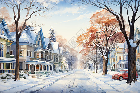 冬日城市景观背景图片