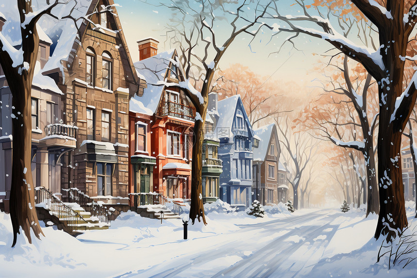 冬日城市动画图片