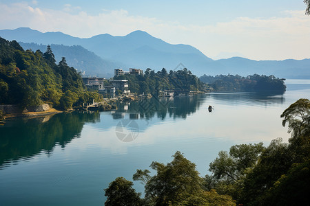 美丽的湖景山水背景图片