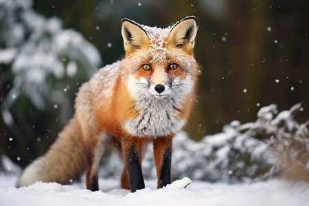 调皮小狐狸表情狡猾的雪中狐狸背景