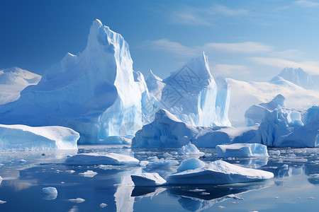冰川冰冰与天空的交汇背景