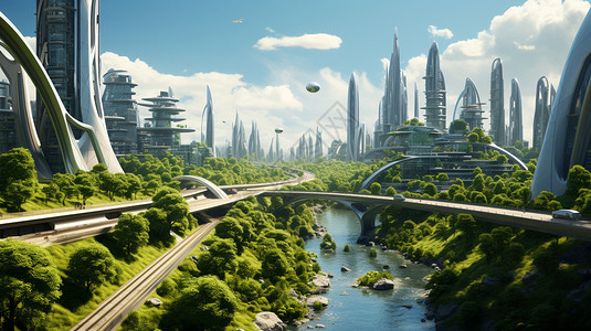 未来城市建筑技术感背景图片