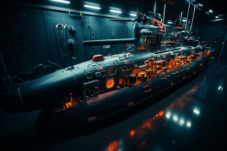 大型船只幽闭空间中的潜艇设计图片