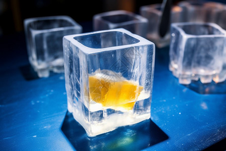 半透明柠檬半透明冰块背景