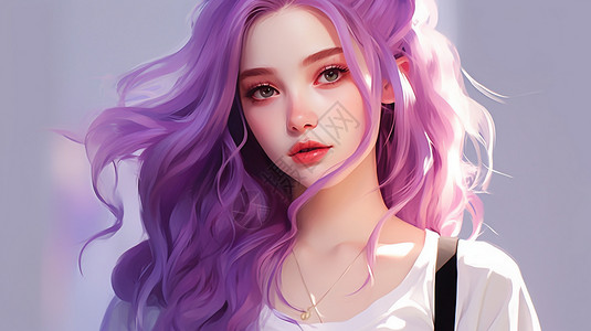 时尚的紫发女孩背景图片