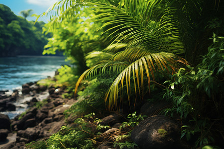 热带雨林中的河流高清图片