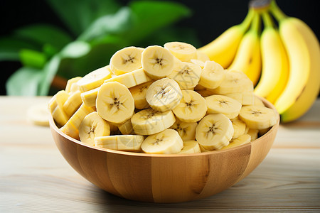 一碗切片香蕉背景图片