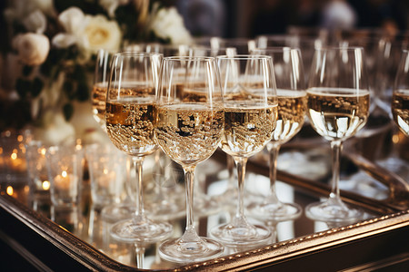 婚礼上的香槟酒背景图片