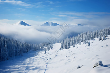 奇遇历险雪山下的寂静冬日奇遇背景