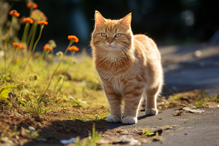 夏天可爱路标牌可爱猫咪背景